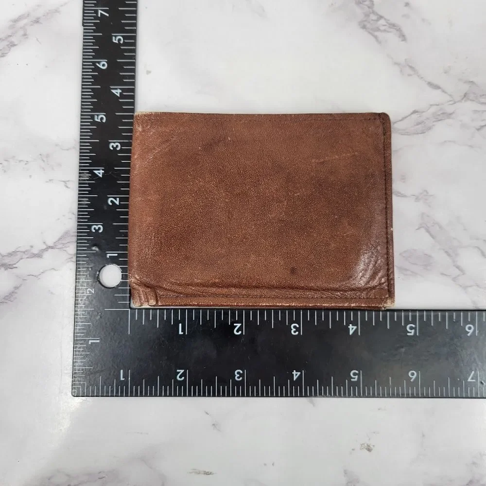 ROLFS Vintage Cowhide Brown Leather Wallet Slim Minimalist